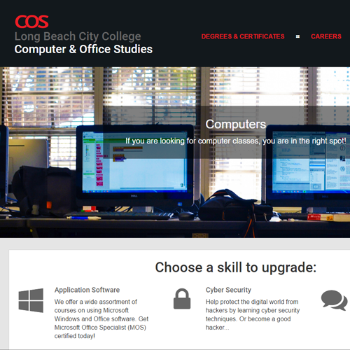 Screenshot of LBCC COS department homepage